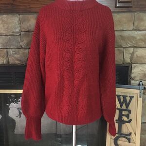 New Ava & Viv Red Long Sleeve Cable Knit Sweater Chunky Warm Plus Size X (14W)